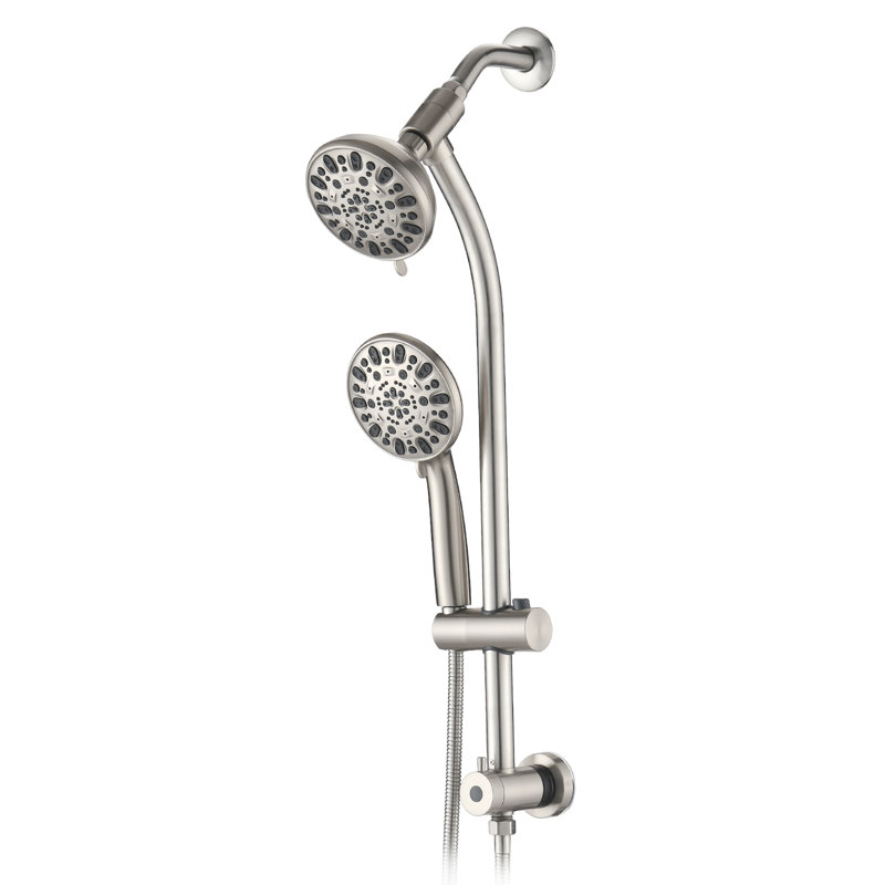 MAXWELL Slide Bar Combo Rain Showerhead 7Setting Hand, Dual Shower